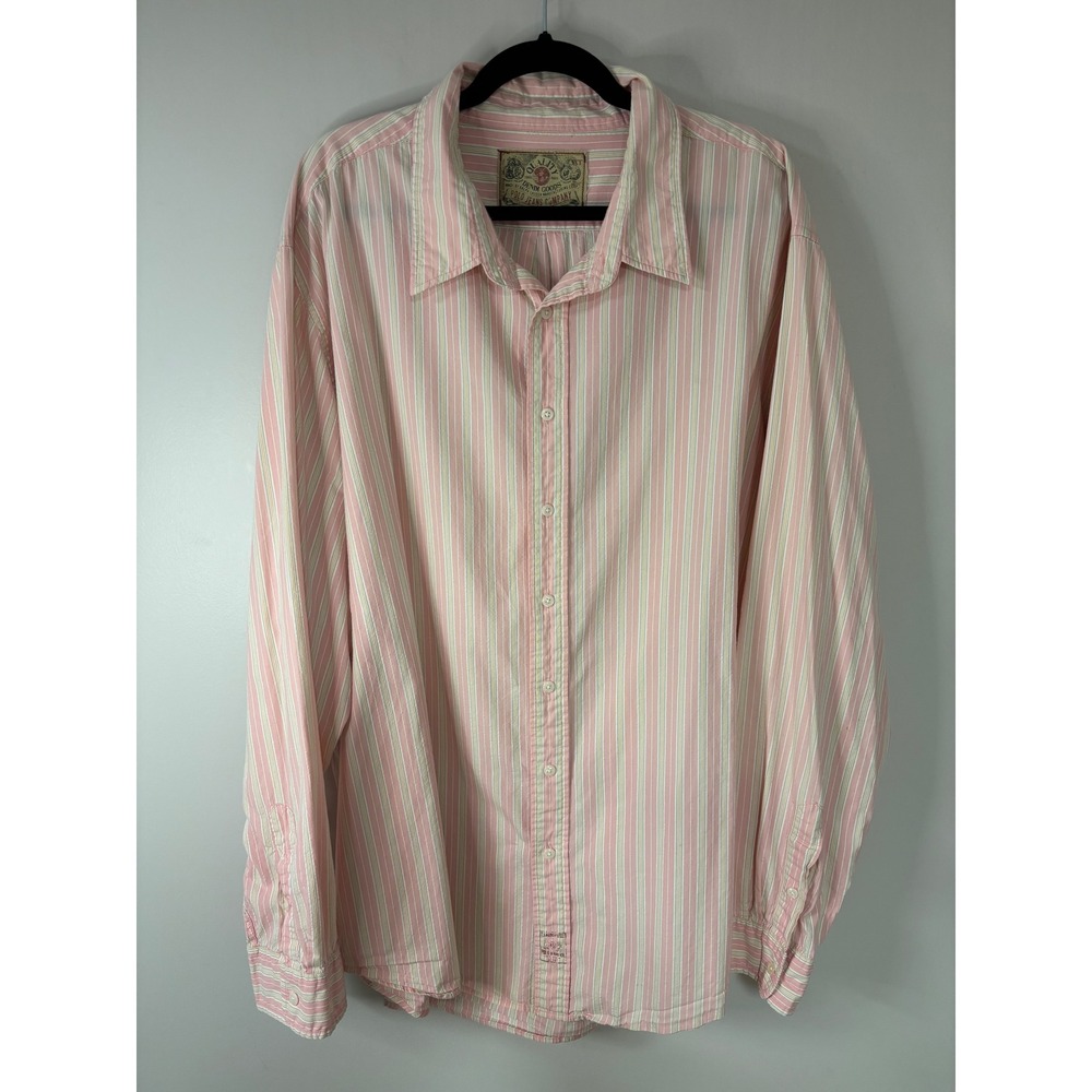 Polo Jeans Company‎ Mens 3XL Pink White Stripe Long Sleeve Button Down Shirt